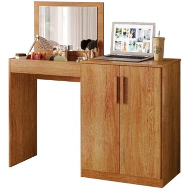 Imagem de Penteadeira Multiuso Dimitri Escrivaninha 2 Portas Com Espelho Tigus Cor Amadeirado