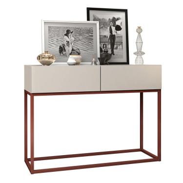 Imagem de Aparador Buffet Estilo industrial 2 Gavetas Off White com Cobre