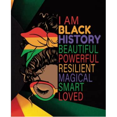 Imagem de Caderno de composição SHE is Black History: 19 cm x 23,5 cm 110 páginas Papel pautado universitário | História Negra | Juneteenth | Diário para meninas, adolescentes, mulheres