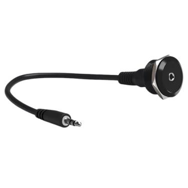 Imagem de YiKaiEn Adaptador de montagem em painel estéreo TRS de 3,5 mm - conector redondo rosqueado, cabo curto macho para fêmea, para fones de ouvido e microfones 20 cm 1,8 m