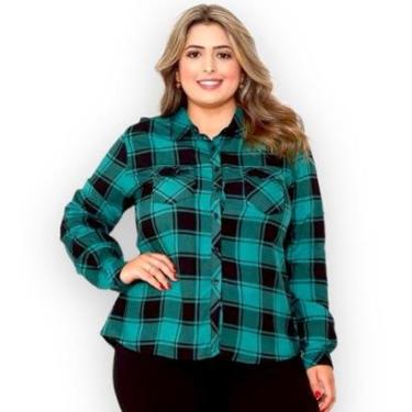 Imagem de Camisa Xadrez Feminina Plus Size Festa Junina Manga Longa-Feminino