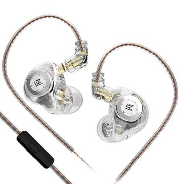 Imagem de Fones de ouvido KZ EDX PRO com 1DD, Yinyoo EDX PRO fones de ouvido intra-auriculares com fio Hi-Fi Deep Bass Sound com 1DD Novo 10 mm Dynamic Driver Over Ear Headset com cabo destacável (branco, com microfone)
