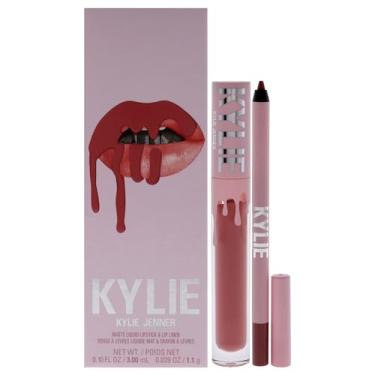 Imagem de Kylie Cosmetics Kit labial fosco – Suéter feminino 704 – 2 peças de batom líquido fosco de 2,8 g, delineador labial de 0,9 g