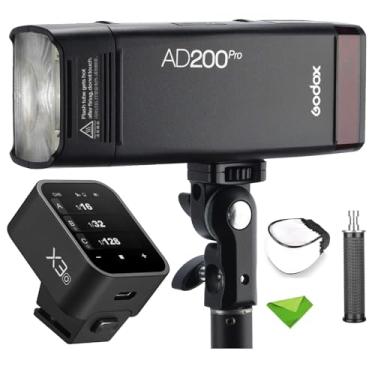 Imagem de GODOX AD200 Pro AD200Pro + gatilho X3-O, 200Ws 2.4G Flash Strobe, 1/8000 HSS, 500 flashes de potência total, reciclagem de 0,01-1,8s, bateria de 2900mAh, lâmpada nua/Speedlite