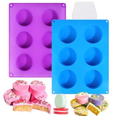 Imagem de XANGNIER Conjunto de moldes de disco de silicone para bolo, molde plano coberto de chocolate para fazer sobremesas de biscoito Oreo, doces, chocolate, sobremesas, 2 moldes de silicone e 1 raspador