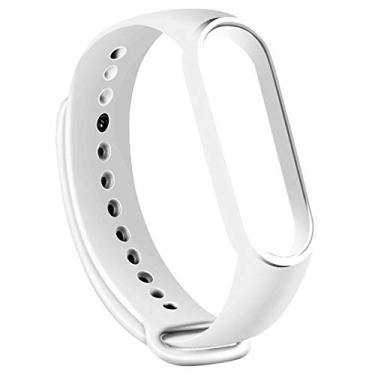 Imagem de Pulseira extra compatível com relógio Xiaomi MI Band 5,6 e 7 - Cores qualidade premium silicone flexível (Branco)