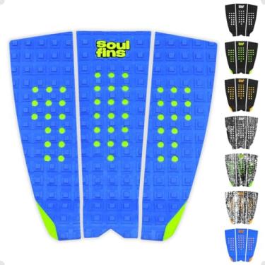 Imagem de Deck para Prancha de Surf Modelo Camo Steps II - Tração Máxima com Design Perfurado - Grip 3 Peças Leve e Cola Especial - Soul Fins (Azul/Verde)