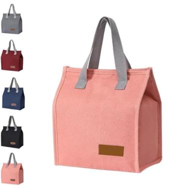 Imagem de Bolsa Sacola Térmica Lancheira Com Alça Para Marmita Necessaire Reutilizável Impermeável Academia Trabalho Feminina Masculina (Rosa)