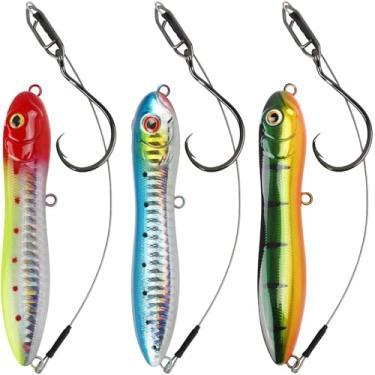 Imagem de Dovesun Equipamento de pesca de peixe-gato com linha de chocalho de peixe-gato flutuante com ganchos circulares para pesca de gato B-8 bolas de aço - 7/0 ganchos * 3 peças