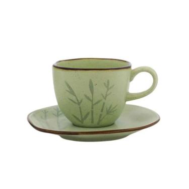 Imagem de Xícara Para Chá Com Pires Em Porcelana Ryo Bambu 220ml Oxford