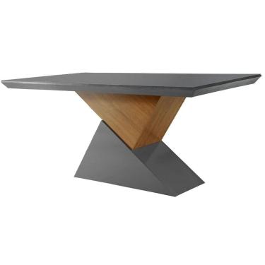 Imagem de Mesa de Sala Jantar Dubai + Tampo Madeirado Vidro Reto 180x90cm Grafite/Imbuia-Vidro Grafite - Rufato