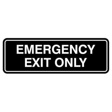 Imagem de Signs ByLITA Placa padrão apenas para saída de emergência - fácil instalação | Placa de parede ou porta durável (preto) - Grande pacote com 2