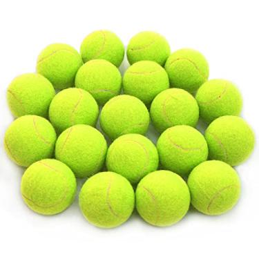 Imagem de URBEST Bolas de tênis avançadas com 20 unidades, bolas de tênis de treinamento para jogadores iniciantes, bolas de brinquedo de cachorro de estimação com bolsa de transporte de malha para bola de