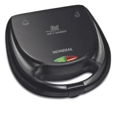 Imagem de Sanduicheira Grill Elétrica Mondial 2 em 1 Antiaderente 750W Lâmpada Piloto Fast S12
