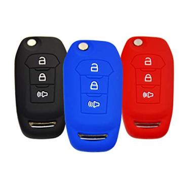 Imagem de Capa de chaveiro de silicone para Ford F150 F250 F350 F450 F550 Raptor Ranger Transit Fusion Bronco EcoSport Escape Explorer Expedition Lightning Maverick XLT (Flip Key)