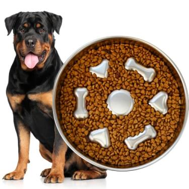 Imagem de Potes e Tigelas para Cães,304 Aço Inoxidável Comedouro Lento Funcional Mini Pet Fit Agua Para Cães, para Alimentação Lenta (1 Kit)