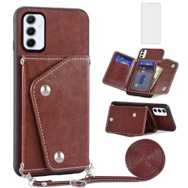 Imagem de Asuwish Capa de telefone para Samsung Galaxy A55 5G capa carteira com protetor de tela de vidro temperado suporte para cartão de crédito alça transversal acessórios de celular de couro A 55 55A A555G