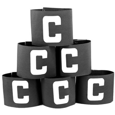 Imagem de Wrzbest Braçadeira de Capitão Futebol Futebol Rugby Capitão Braçadeiras para Jovens e Adultos, Design Antiqueda - Pacote com 6 (6 Preto)