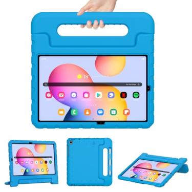 Imagem de Thoreta Capa infantil para Samsung Galaxy Tab S6 Lite 10,4 polegadas modelo 2020/2022 (SM-P610/P613/P615/P619), à prova de choque, leve, suporte com alça de proteção com compartimento S Pen, azul