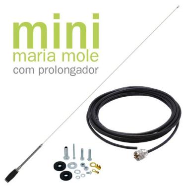 Imagem de Antena Móvel Px Inox Mini Maria Mole 1,40m Alongador 15cm Cabo 5,5m Pa