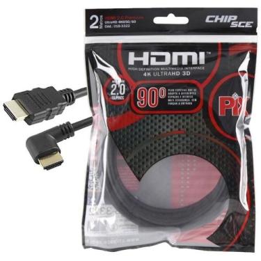 Imagem de Cabo Hdmi 2.0 19 Pinos 4k Plug 90 Graus 2 Metros - PIX