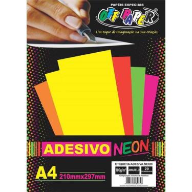 Imagem de Adesivo Neon Amarelo A4 100g Off Paper - 20 unidades