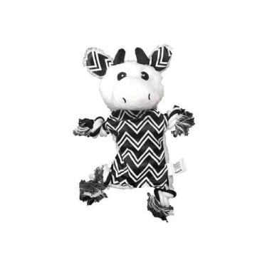 Imagem de Brinquedo Cao Preto e Branco Pelúcia Corda Vaca Western Pet - Western 