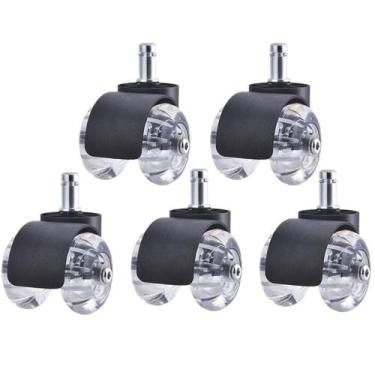 Imagem de Kit 5 Rodinhas Rodízio Universal para Cadeira de Escritório Silicone T