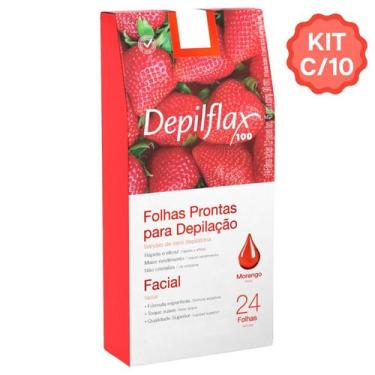 Imagem de Kit 10 Caixas Folhas Prontas Cera Depilatória Depilação Facial Depilfl