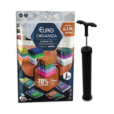 Imagem de Sacolas Para Toalhas Saco A Vacuo Roupas - 4 Peças + Bomba - Euro