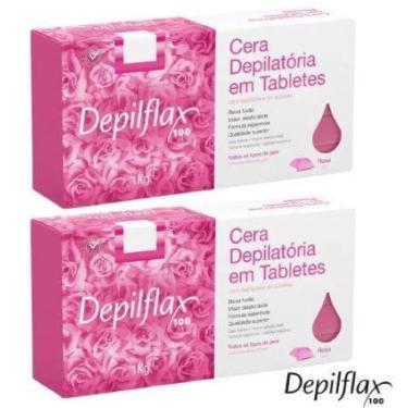 Imagem de Kit Com 02 Ceras Quente Depilatórias Depilflax Rosa 1kg