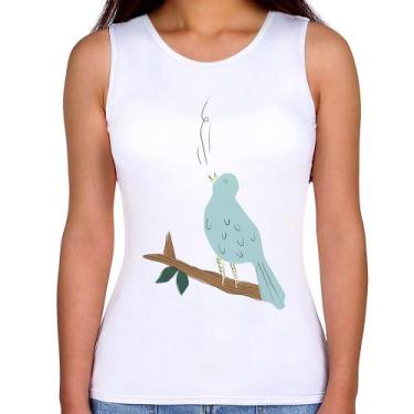 Imagem de Regata Feminina Passarinho Cantando - Foca na Moda, Branco, GG