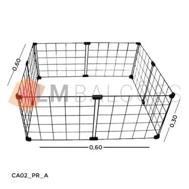Imagem de Cercadinho Aramado Preto Para Pet - 0,60 X 0,60 X 0,30m - LM Balcoes