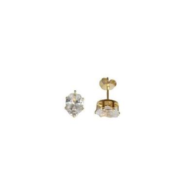 Imagem de Brinco Ponto de Luz Oval Zirconia Folheado Ouro 18k Antialérgico - MIX