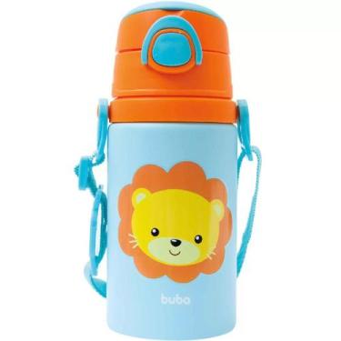 Imagem de Garrafinha De Alumínio Com Canudo Animal Fun Leão 400ml 12115 - Buba, 