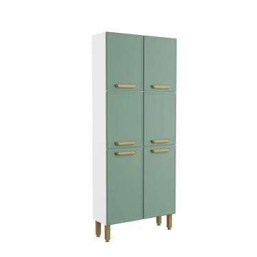 Imagem de Armário Paneleiro De Aço 6 Portas Bella Bertolini Verde Branco
