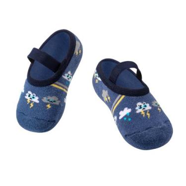 Imagem de Meia Sapatilha Antiderrapante Infantil Puket Menina e Menino, Nuvens, 