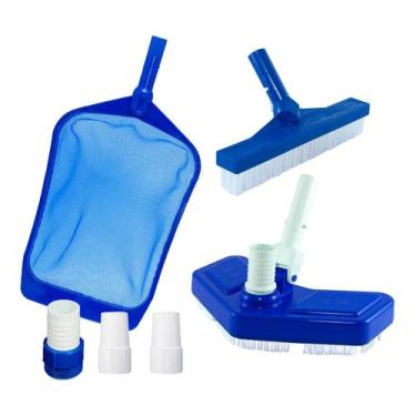 Imagem de Kit Limpeza Piscina Aspirador Peneira Escova - Pooltec