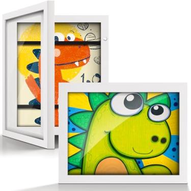 Imagem de Artfeel Pacote com 2 molduras de arte para crianças, 22 x 30,5 cm, moldura de arte infantil com abertura frontal, moldura de armazenamento infantil para parede, comporta 50 peças de desenhos,
