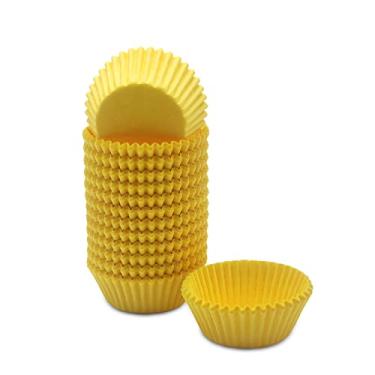 Imagem de Bakehope Mini forros de cupcake à prova de gordura, copos de papel premium para celebração de festas, (amarelo, 300 unidades)