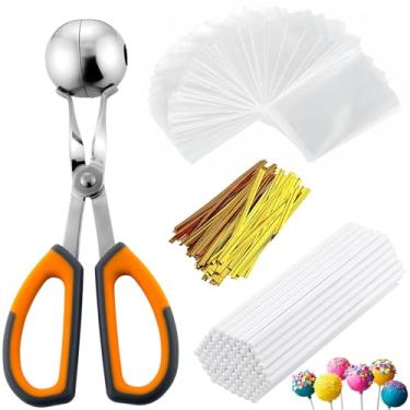 Imagem de Kit de fazer pop para bolo – Inclui 100 palitos, 100 sacos, molde, ferramentas para picolés e pirulitos