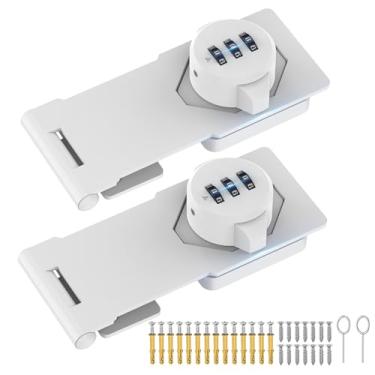 Imagem de MeBantoo Fechaduras com senha de armário doméstico, fechaduras de armário com combinação, trava deslizante de segurança para porta para pequenas portas de celeiro, banheiro, ao ar livre, jardim