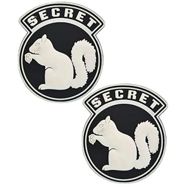 Imagem de Heiorpai 2 peças que brilham no escuro top secreto esquilo preto OPS remendo de borracha PVC adesivo decorativo de gancho fixadores de suporte