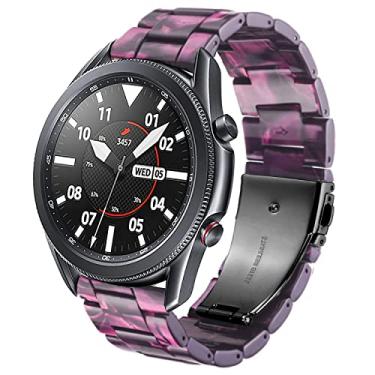Imagem de DEALELE Pulseiras compatíveis com Galaxy Watch de 46 mm/Galaxy 3 de 45 mm, pulseira de resina colorida de 22 mm de substituição para Samsung Gear S3 Frontier/Classic/Huawei Watch 3/3 Pro/GT2 de 46 mm (Roxo)