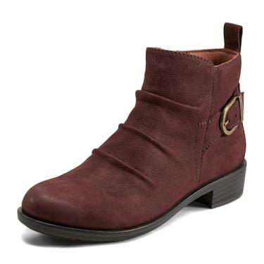 Imagem de Cobb Hill Bota feminina de cano curto Nessa, Couro vermelho escuro, 6 Wide