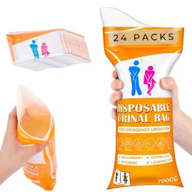 Imagem de MelCosyDay Saco de urina para urina, 24 pacotes de 700 ml, saco descartável para urinol para viagem, bolsa de urina portátil de emergência e sacos de vômito, bolsa de banheiro para acampamento,