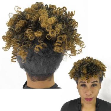 Imagem de Aplique Cacheado Coque Afro Puff Cabelo Organico Fibra - Loja Dinka