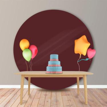 Imagem de Painel Redondo em Tecido Oxford Vinho Marsala Liso, 1,50, 1,50