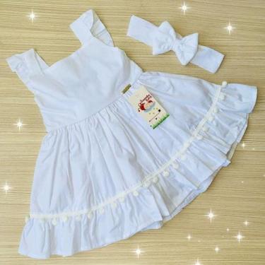 Imagem de Vestido Branco Pompom + faixinha de cabelo - JOANINHA BABY, 02 ANOS