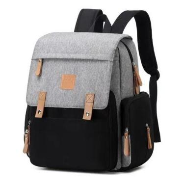 Imagem de Bolsa maternidade land luxury cor cinza e preto com trocador